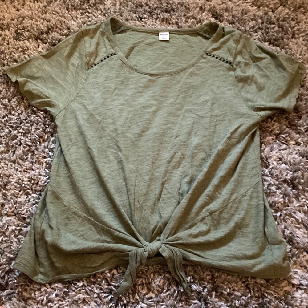Old Navy Olive Green Tie-Front Top